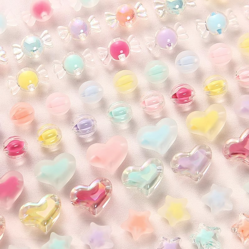 串珠手工diy材料玩具彩色糖果亚克力散珠儿童穿珠子手链饰品配件-图1