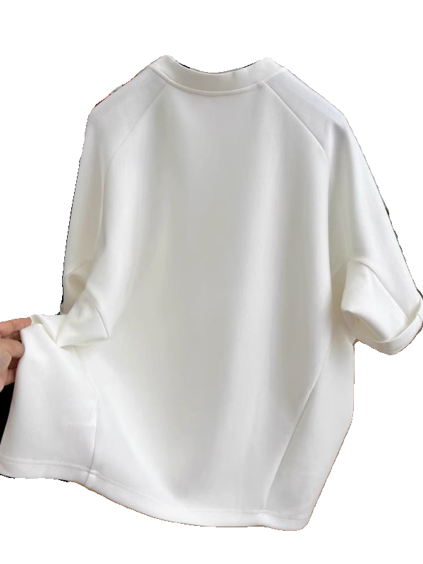 特大码300斤设计感明线短袖t恤男女夏季百搭情侣装圆领半袖上衣潮-图3