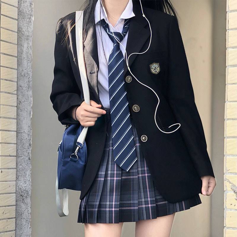 兔姬舍jk制服西装外套女正版原创秋季套装学院风校供冬季黑色西服