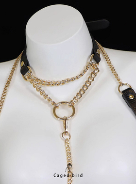 Puppy*抽拉项圈女颈圈黑色圆环锁骨链高级感抽拉收紧朋克风饰品