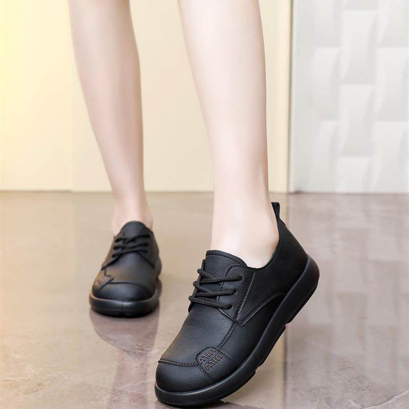 中老年妈妈鞋平底系带休闲皮鞋2025秋季新款软底女单鞋厨房工作鞋,淘宝优惠券,粉丝福利购,淘宝优惠卷