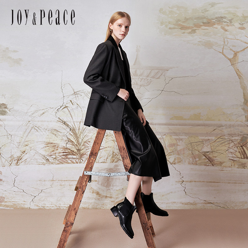 真美诗摇滚甜心冬新款牛皮粗跟短靴英伦切尔西靴女YUJ48DD4,淘宝优惠券,粉丝福利购,淘宝优惠卷