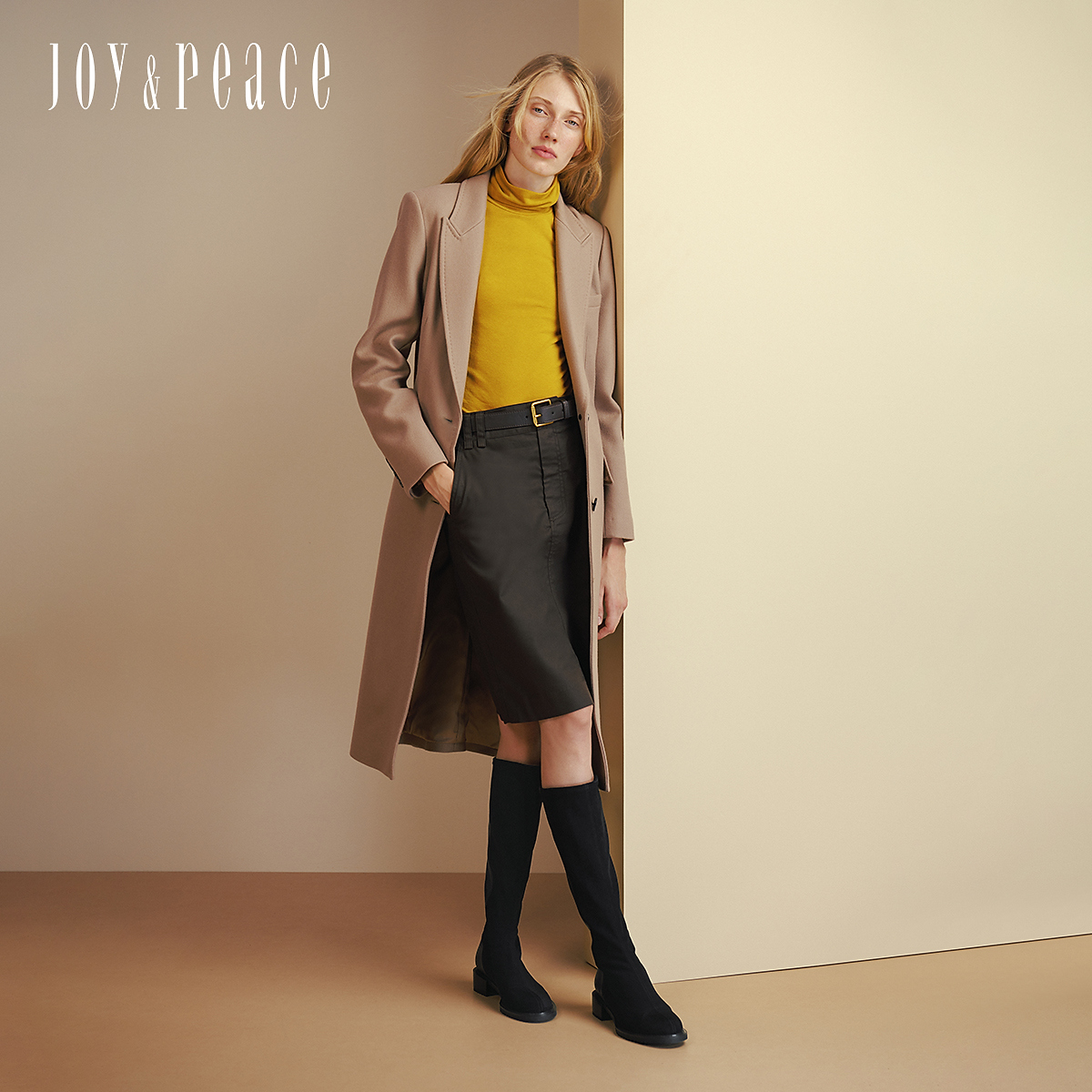 真美诗2025冬季新款羊皮拼接瘦瘦靴厚底骑士靴显瘦长靴女YUJ62DG5 - 图2