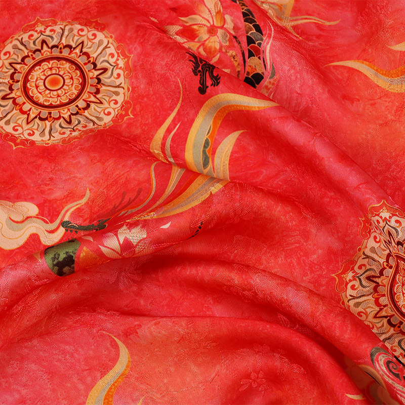 全人丝香云纱印花面料 春夏连衣裙旗袍童装女装面料飞龙缎面花布,淘宝优惠券,粉丝福利购,淘宝优惠卷