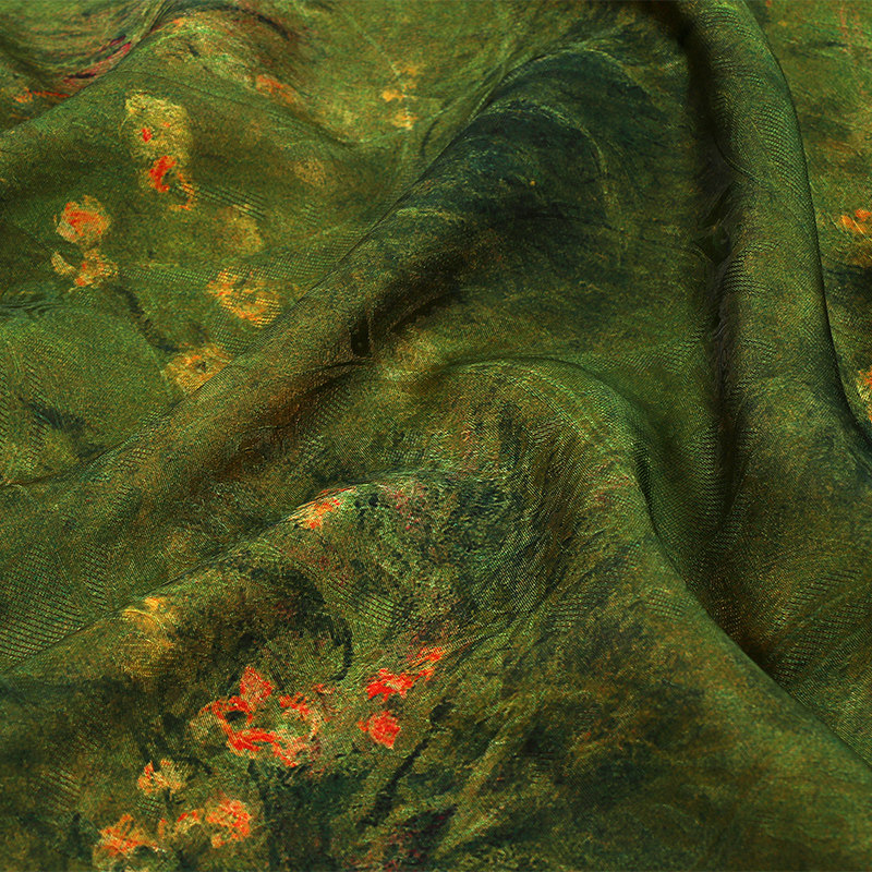 中式美学兰草图人丝浮光锦印花面料  国风女装旗袍连衣裙花布,淘宝优惠券,粉丝福利购,淘宝优惠卷