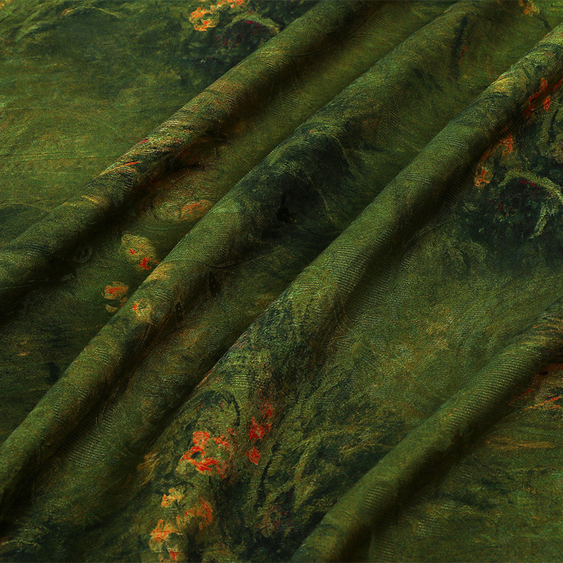 中式美学兰草图人丝浮光锦印花面料  国风女装旗袍连衣裙花布,淘宝优惠券,粉丝福利购,淘宝优惠卷