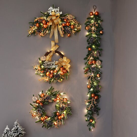 Christmas decoration rattan garland tree scene arrangement