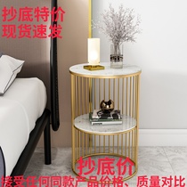 Nordic marble bed head cabinet edge a few modern minimalist sofas small round table light lavish tea table corner a few home