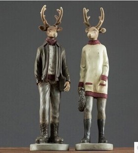 树脂动物美式风情侣夫妻软装摆件