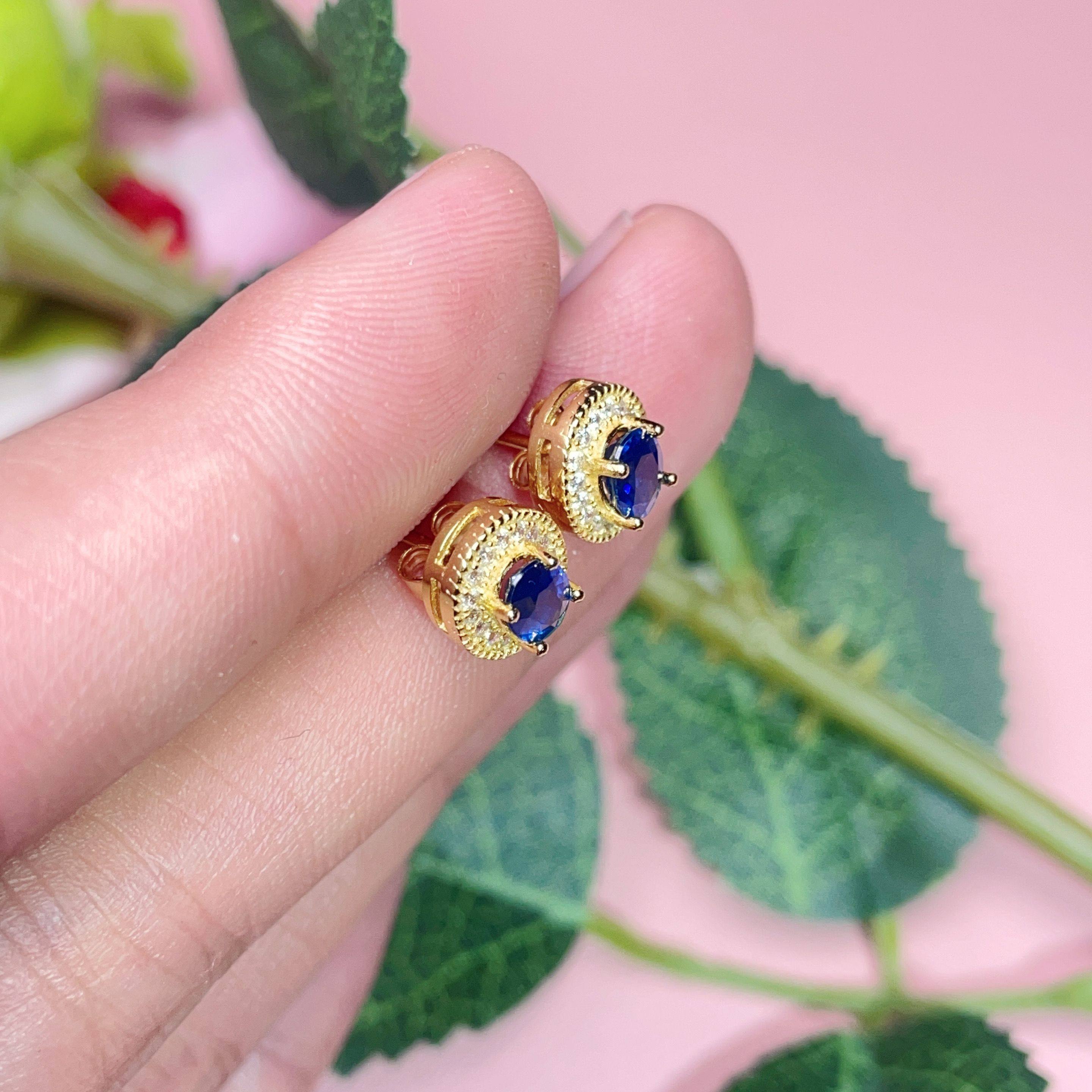 瑞耀珠宝 天然皇家蓝耳钉女925银定制金彩宝精镶嵌轻奢生日送女友,淘宝优惠券,粉丝福利购,淘宝优惠卷