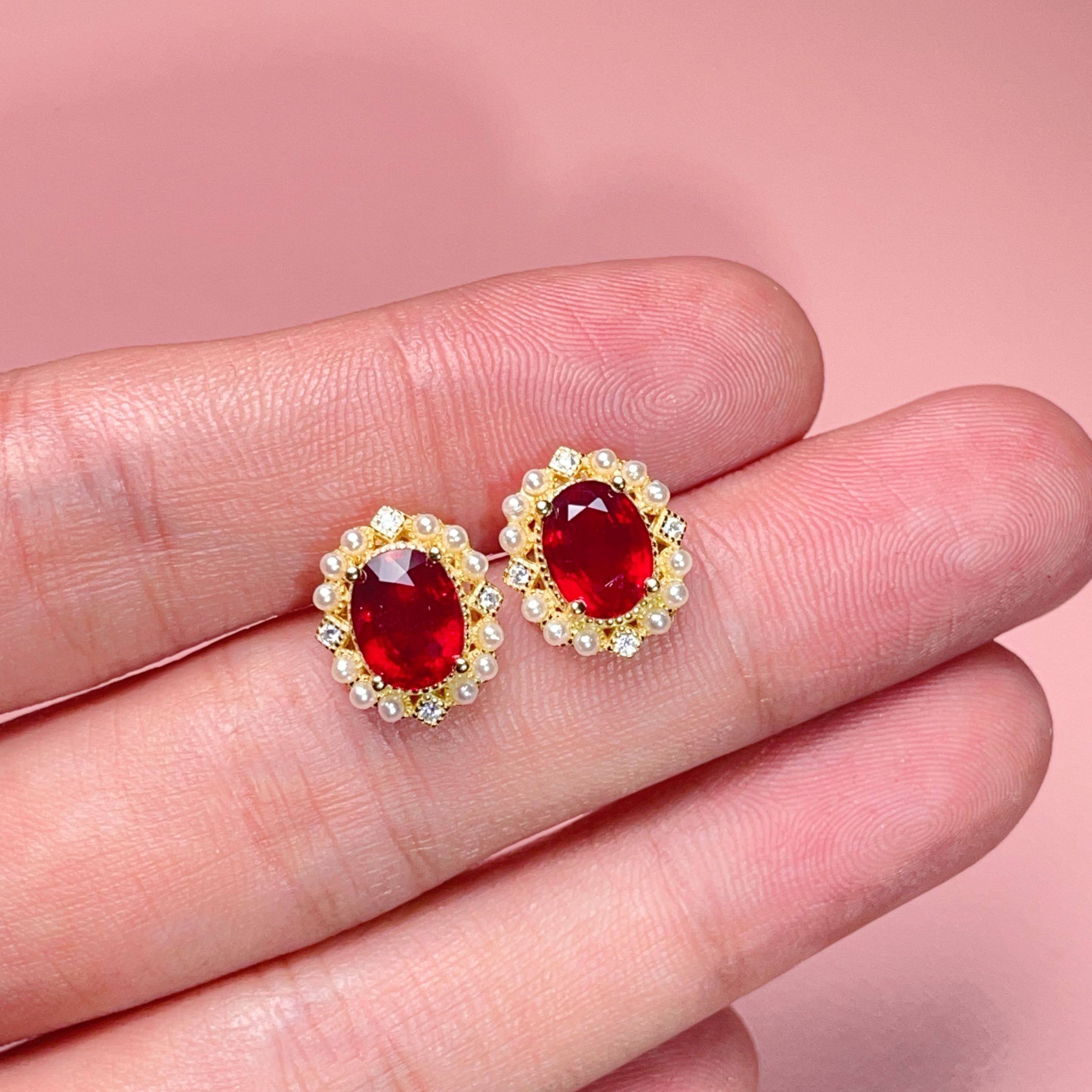 瑞耀珠宝 925银天然鸽血红宝石耳钉女精致线戒镶嵌彩宝裸石可定制,淘宝优惠券,粉丝福利购,淘宝优惠卷