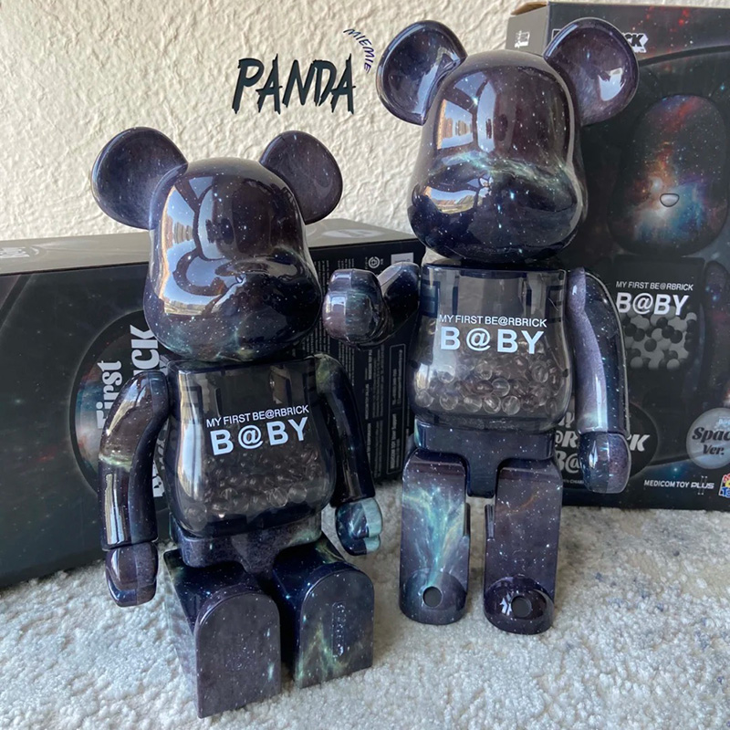 bearbrick400%暴力熊积木熊梵高熊星空手办客厅摆件潮玩偶公仔 - 图0