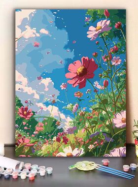 花卉数字油画diy填色手工涂色解压手工生日礼物高颜值装饰画