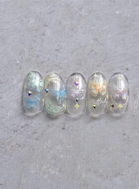 新款蝶翼流光美甲贴纸