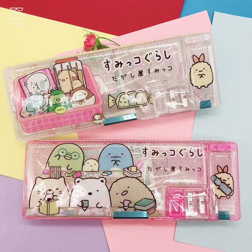 Двусторонний магнитный милый японский универсальный пластиковый пенал, мигающий свет