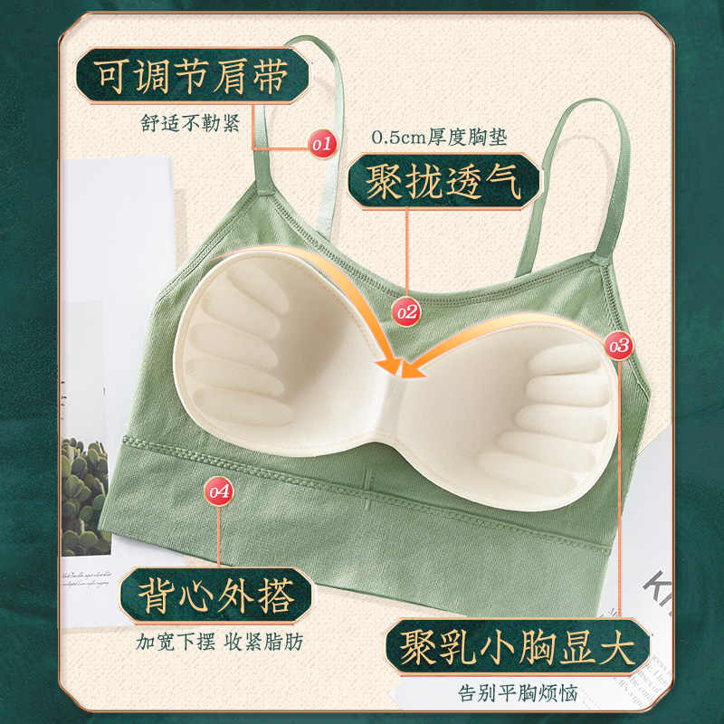 怀梦时光旗舰店内衣女无钢圈美背文胸小胸聚拢夏季薄款运动背心少女胸罩抹胸裹胸3