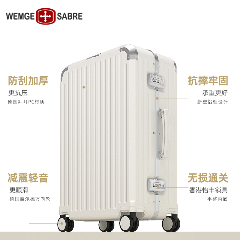 瑞士军刀2024新款多功能行李箱女铝框拉杆箱24寸结实耐用旅行箱26 - 图3