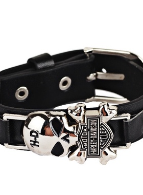 轻亚蒸汽朋克骷髅头手链个性欧美ins手环嘻哈复古手饰品潮男女