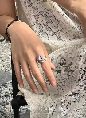 拉子们的宝藏店铺猫眼小众设计暗黑冷淡ins潮流重工中性开口戒指