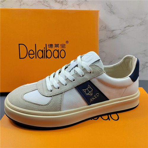 商场撤柜断码头层牛皮德训鞋男2026新款时尚百搭系带运动休闲鞋潮 - 图1