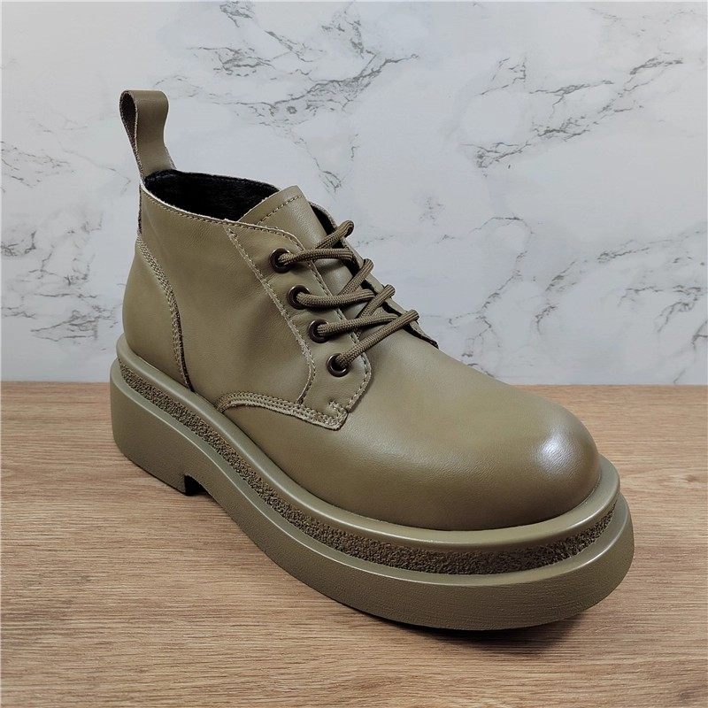 厚底真皮马丁靴女40码女靴2025新款英伦风系带小个子松糕底短靴子,淘宝优惠券,粉丝福利购,淘宝优惠卷