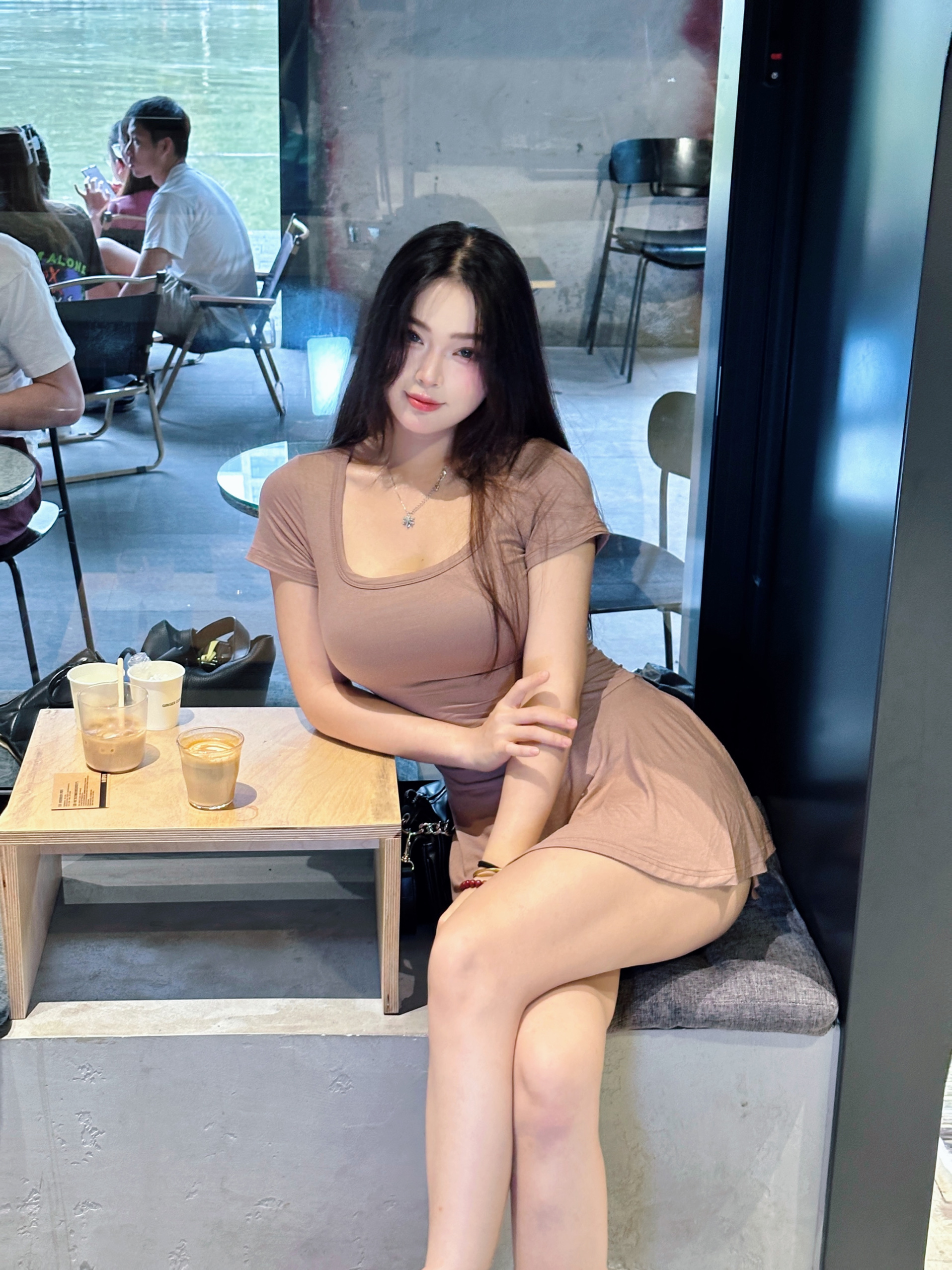 火华家林南学姐原创纯欲休闲风显瘦安全裤方领短袖大摆裙现货-图3