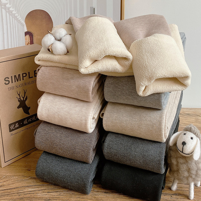 螺纹外穿秋冬季加绒显瘦灰色棉裤 奢缇诗服饰打底裤