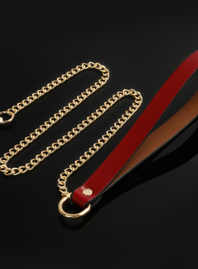 PUppy脖子铃铛PU爱心安哥拉红牵引链choker项链 k9项圈