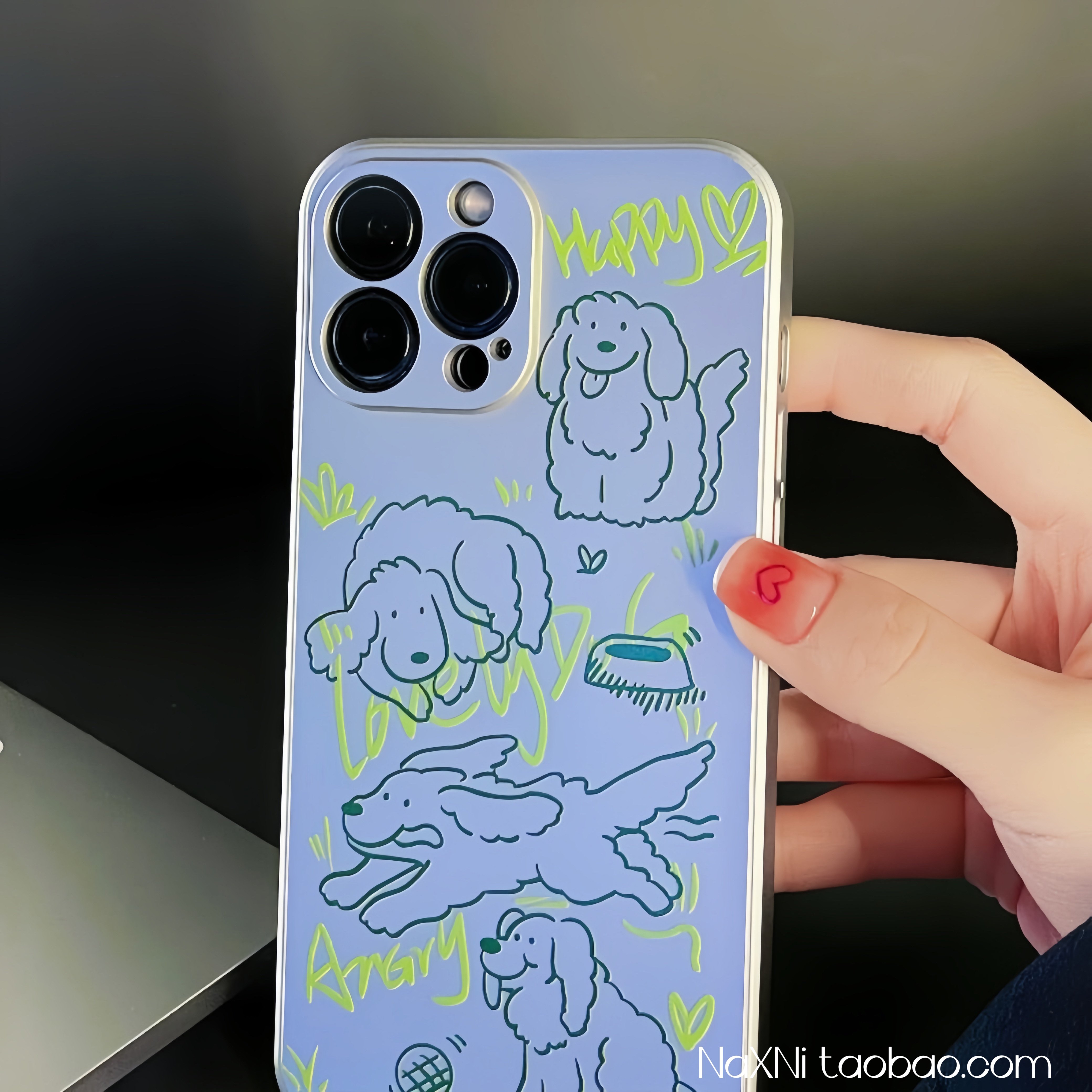 绿色线条小奶狗适用iPhone14promax手机壳苹果小米OPPO可爱电镀硅胶华为安卓透明软壳
