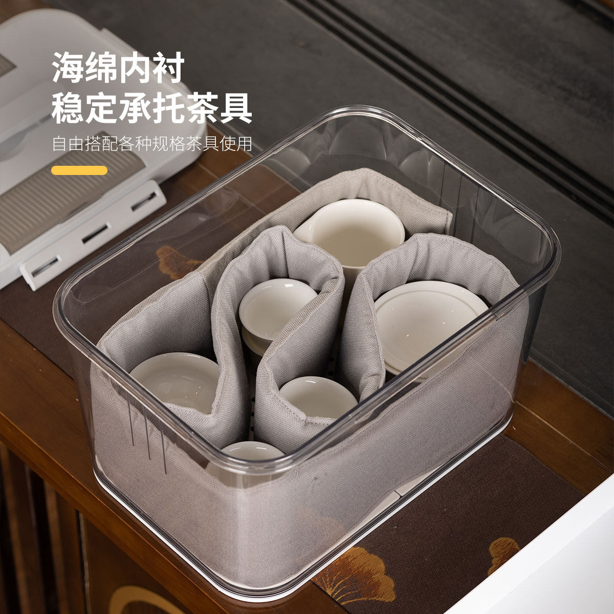 户外茶具收纳盒沥水防尘整理箱家用手提收纳箱便携旅行茶杯存放盒,淘宝优惠券,粉丝福利购,淘宝优惠卷