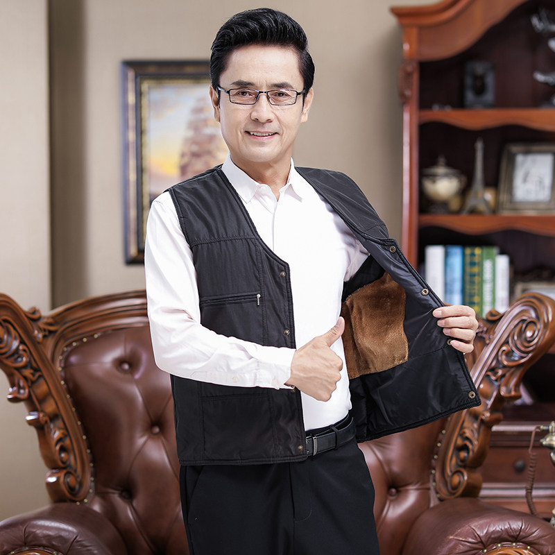 堡狮洛冬季中老年人男女男士皮马甲 堡狮洛背心/马甲