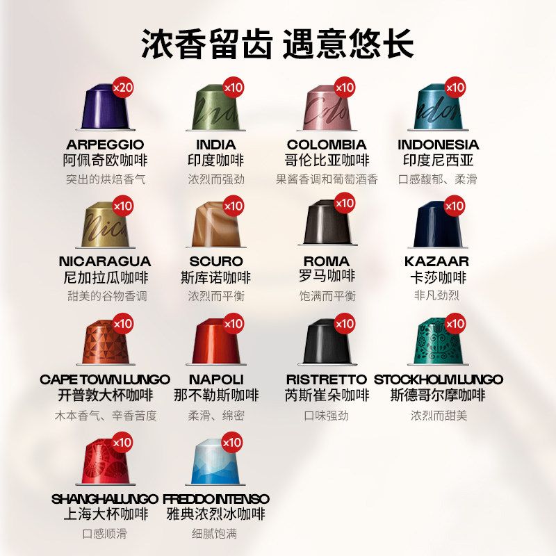 【礼物】Nespresso奈斯派索胶囊咖啡家用进口浓缩黑咖啡200颗官方 - 图0