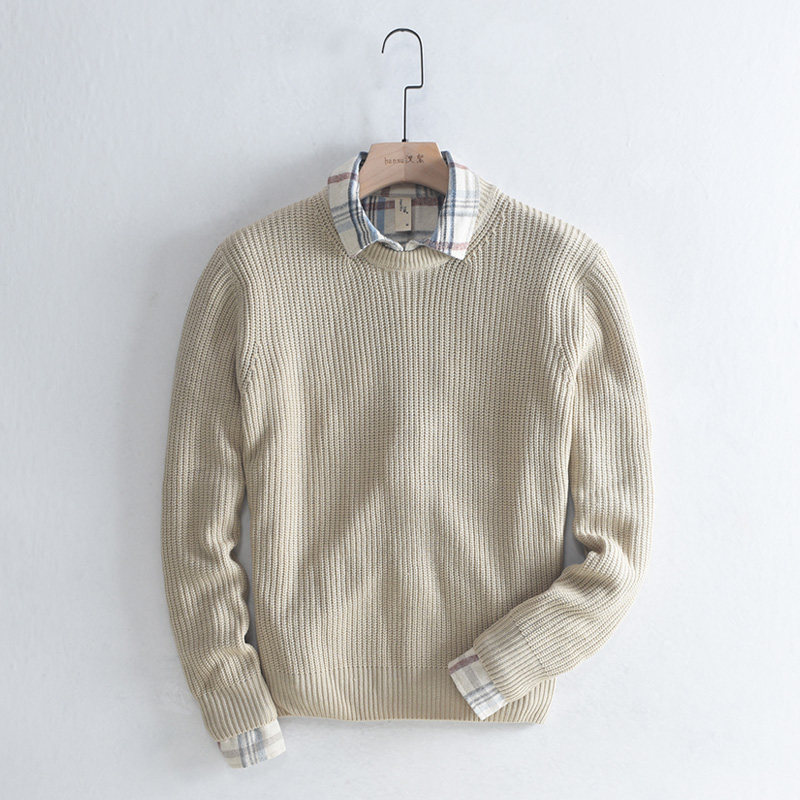 汉絮秋冬季外套男士圆领潮纯棉毛衣 汉絮针织衫/毛衣