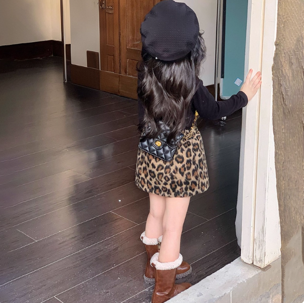 女童半身裙裤秋冬款儿童短款豹纹毛呢裙宝宝休闲韩版磨毛包臀裙潮,淘宝优惠券,粉丝福利购,淘宝优惠卷