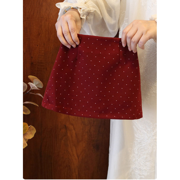 女童秋冬新款毛呢波点半身裙女宝宝高腰显瘦短裙复古防走光包臀裙,淘宝优惠券,粉丝福利购,淘宝优惠卷