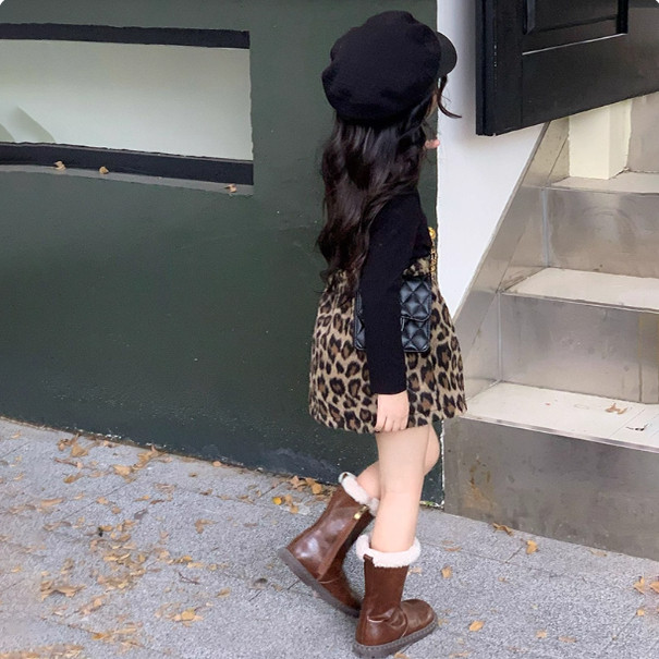 女童半身裙裤秋冬款儿童短款豹纹毛呢裙宝宝休闲韩版磨毛包臀裙潮,淘宝优惠券,粉丝福利购,淘宝优惠卷