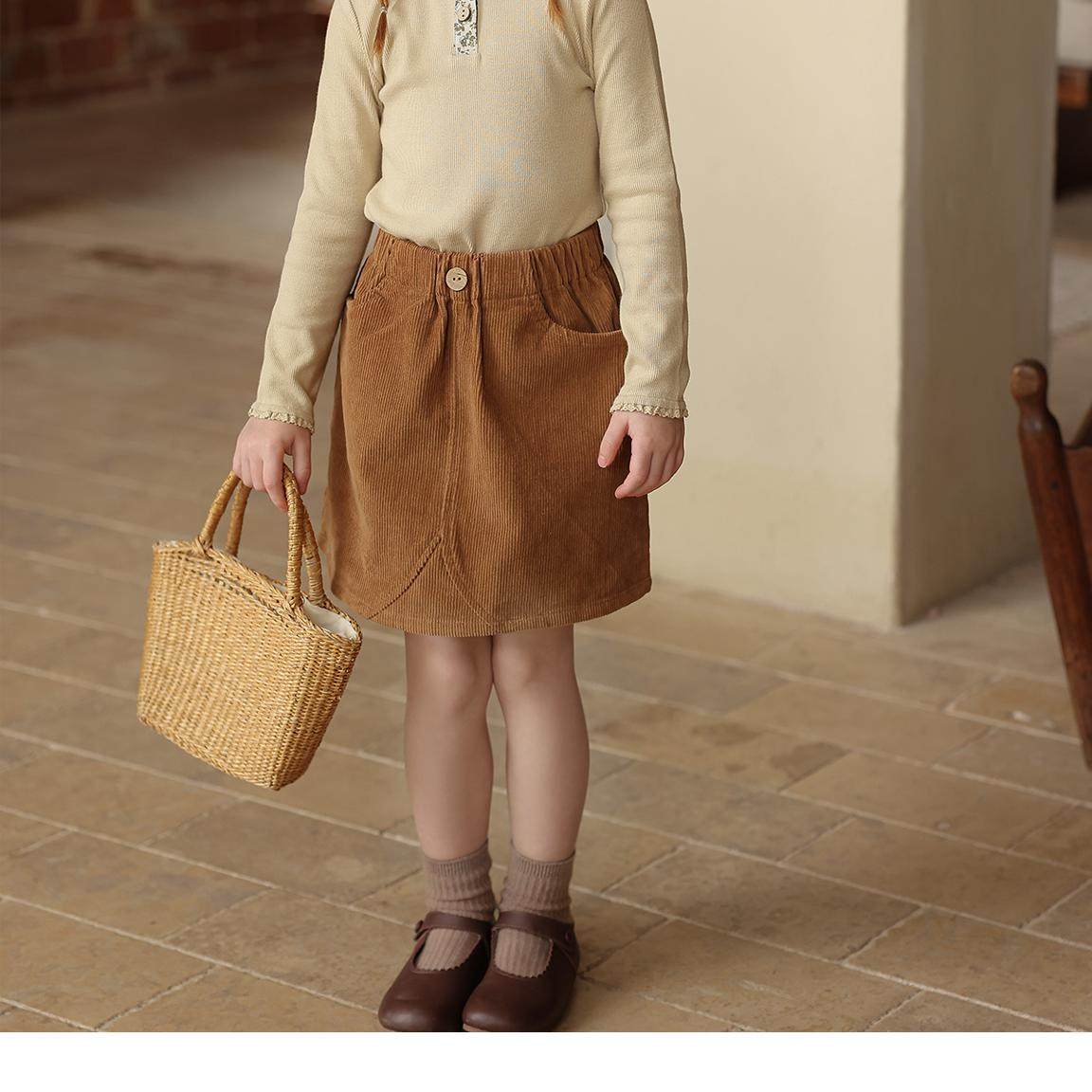 女童秋冬新款灯芯绒咖色半裙宝宝儿童春秋洋气百搭韩版半身裙裙子,淘宝优惠券,粉丝福利购,淘宝优惠卷