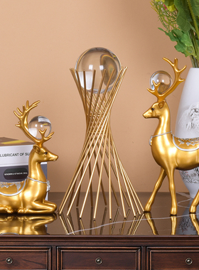 树脂招财鹿新中式玄关酒柜入户门