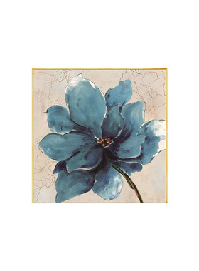 新中式风沙发背景墙花朵晶瓷画