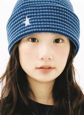 星星条纹针织帽保暖毛线帽冷帽女