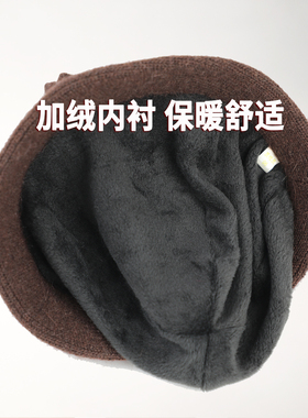 中老年女秋冬加绒加厚针织毛线帽