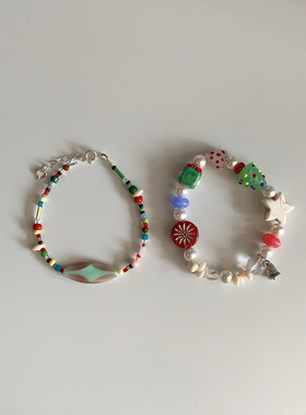 圣诞复古风原创设计手工串珠手链