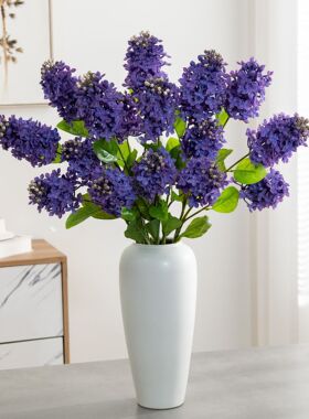 仿真花紫丁香拉力花客厅卧室装饰手感摆设花材油画风紫白色假花