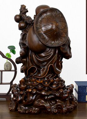 财源滚滚弥勒佛像木雕招财笑佛摆件家居客厅酒柜玄关摆件开业送礼
