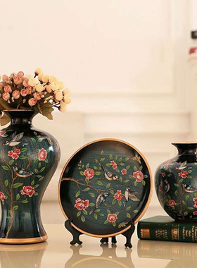 美式陶瓷花瓶摆件客厅插花器欧式餐桌干花瓶博古架家居酒柜装饰品