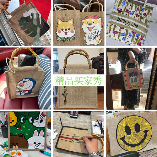 麻布袋定制diy棉麻环保购物袋时尚外出亚麻手提袋防水饭盒便当袋 - 图3