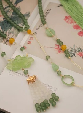 国风项链软璎珞明制古风马面裙莲花流苏项链汉服配饰背云吊坠项圈
