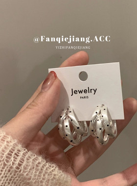 港风辣妹耳环女三层C圈圆环耳钉日韩高级感小众设计感耳饰925银针
