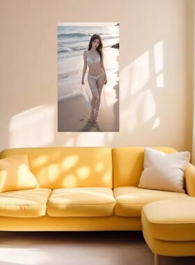 海边泳装氛围感美女贴纸装饰墙面客厅卧室门自贴室内防水自粘贴