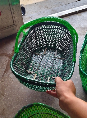 手工编织塑料背篓自产自销农用采摘背篼家用收纳买菜背筐结实耐用